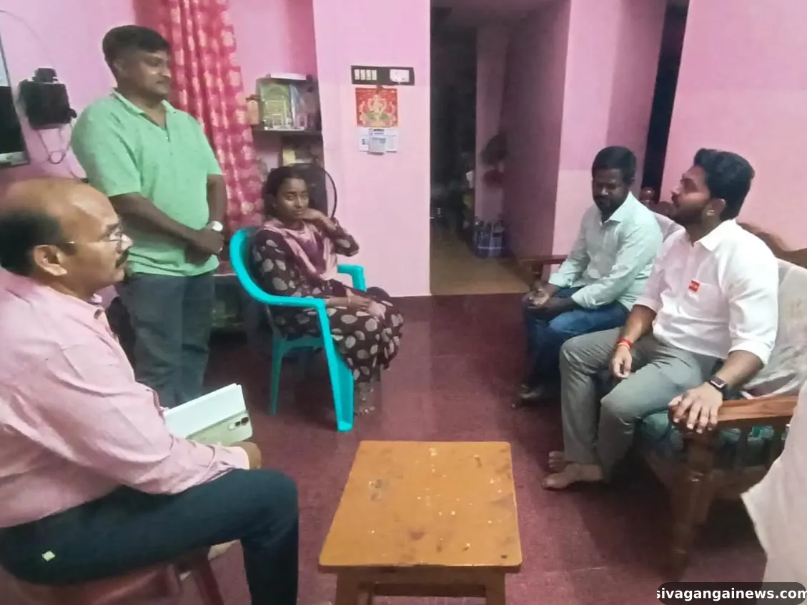 காரைக்குடி சிறுவனின் குடும்பத்தை நேரில் சந்தித்த கனிமவளத்துறை அமைச்சர் டாக்டர் டி.கே. பிரபு